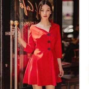 Quaint by Durlana Quantas Red A Line Dress‎ Size 36